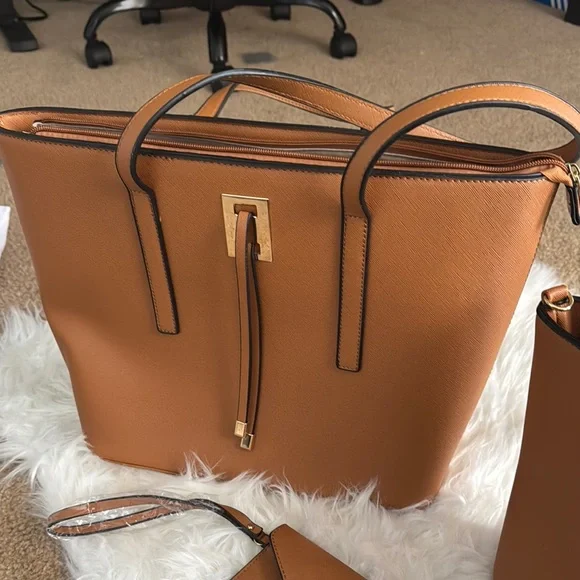 Elegant Tan Handbag Set of 3 - Picture 3 of 15